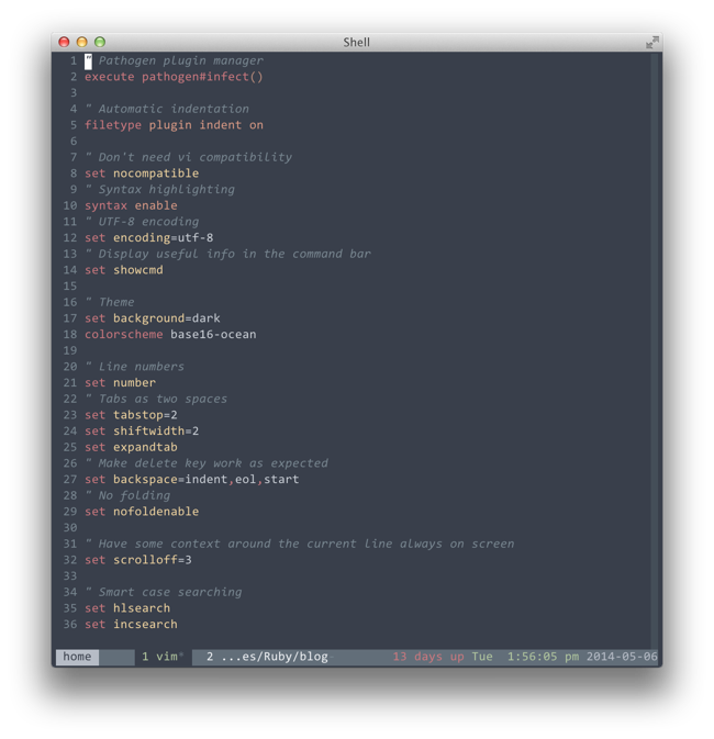 Consolas Italic in vim, running in a tmux session, running in iTerm2